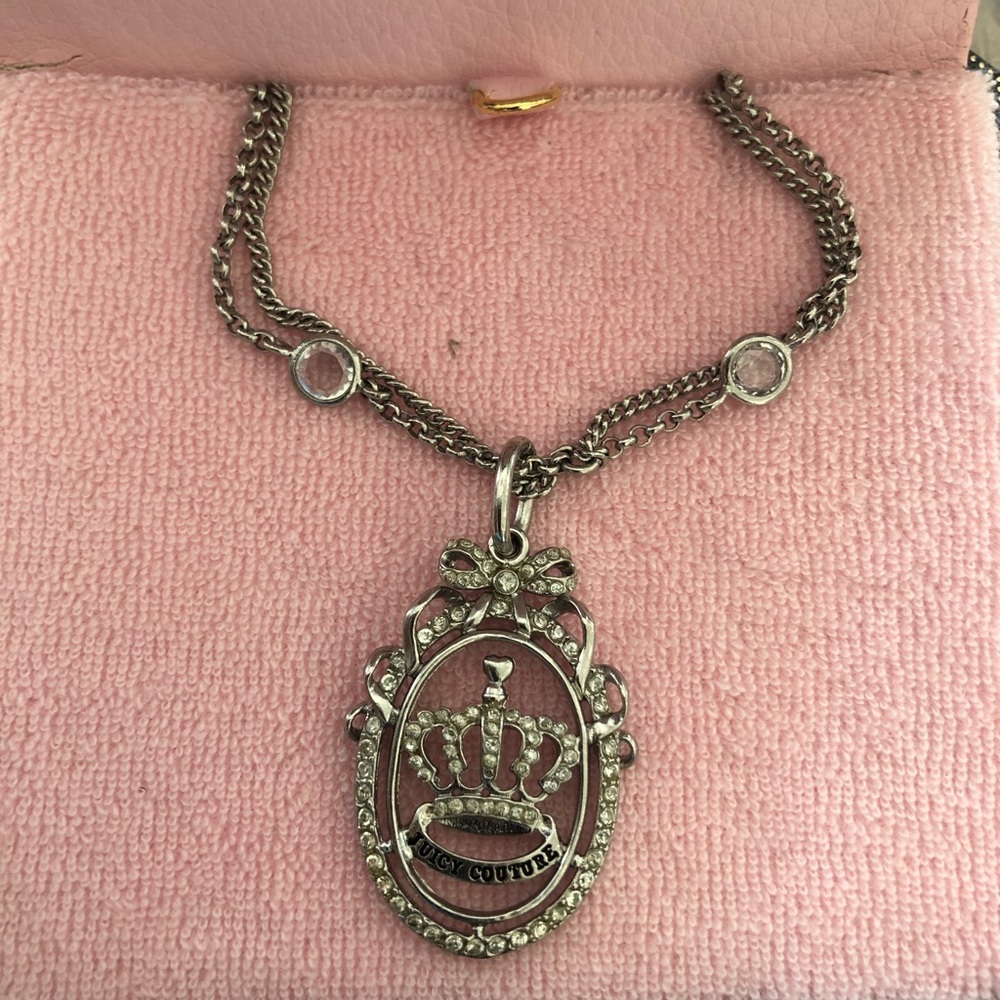 Juicy Couture Crown Jewel Necklace with Ribbon